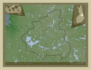 Kainuu, Finland. Wiki. Labelled points of cities