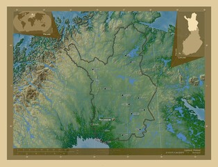 Lapland, Finland. Physical. Labelled points of cities