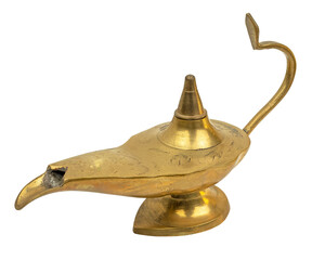 golden aladdins lamp of wonder isolated
