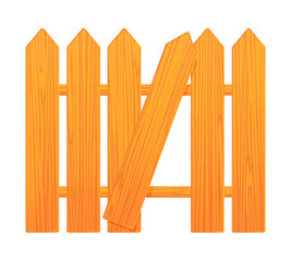 Vector illustration of wooden fence isolated on white background. Brown wooden palisade in cartoon style. Realistic yard barrier.
 