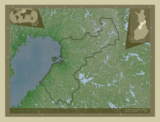 Northern Ostrobothnia, Finland. Wiki. Labelled points of cities