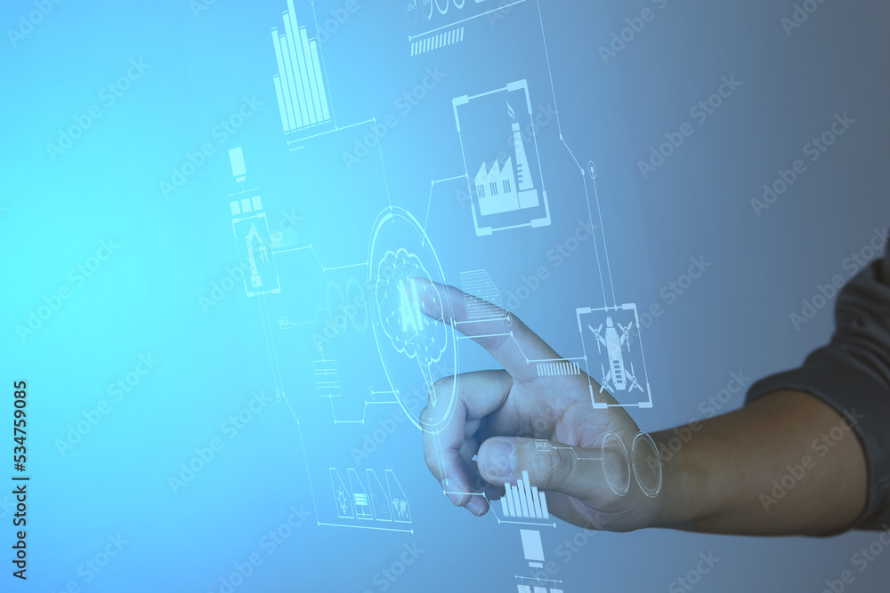 Aufkleber concept of technology ai and ai business on visual screen, technology ai in the further.