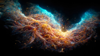 Obraz premium abstract background of outer space with ultra bright stars and comets on the theme of explosions and life in space