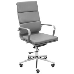 Grey office chair with chrome coating. Isolated from the background.