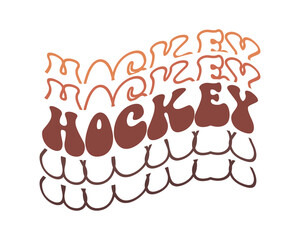 Hockey repeat quote retro wavy isolated typography SVG on white background