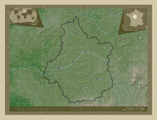 Centre-Val de Loire, France. Wiki. Labelled points of cities