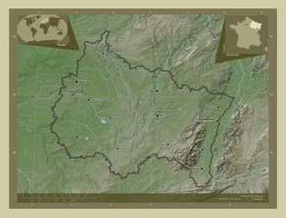 Grand Est, France. Labelled points of cities