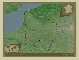 Hauts-de-France, France. Labelled points of cities