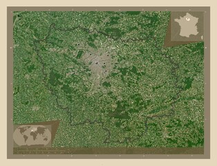 Ile-de-France, France. High-res satellite. Major cities