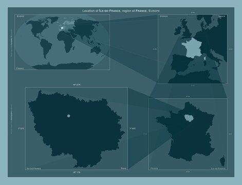 Ile-de-France, France. Described location diagram