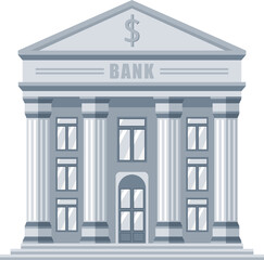 bank building architecture cartoon illustration isolated object