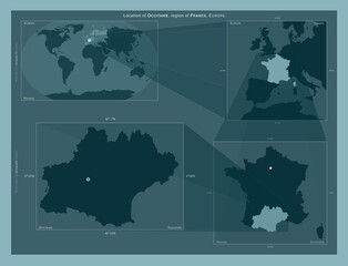 Occitanie, France. Described location diagram