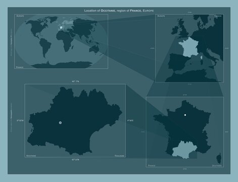 Occitanie, France. Described location diagram