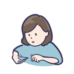 爪を切る女性のイラスト