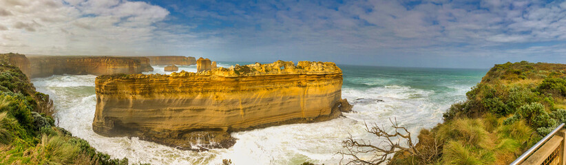 Loch Ard Gorge along the Great Ocean Road, Australia. Panoramic view of rock formations