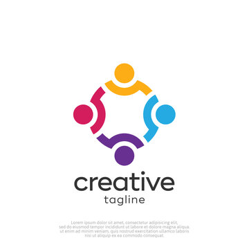 Abstract people colorful logo icon design minimal style illustration. community logo icon vector isolated.