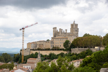 Fototapeta na wymiar View of Béziers Cathedral or.Cathédrale Saint-Nazaire-et-Saint-Celse de Béziers, Hérault, Occitanie, South France.