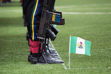 Members of The Nigerian Police Force (NPF) attend the parade during the  62nd anniversary of Independence day ceremony at Onikan Stadium in Lagos, Nigeria, on October 1, 2022