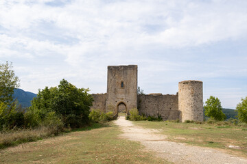 Medieval Puivert castle, Aude, Occitanie, South France.
