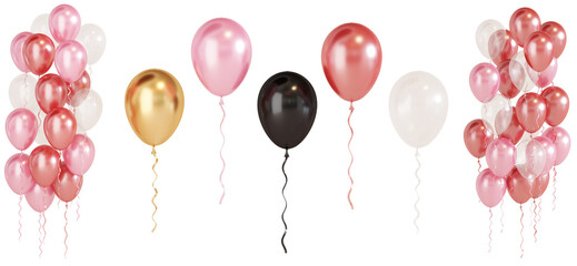 vertical row of balloons and separate balloons as a decoration for the scene Isolate, 3D Render