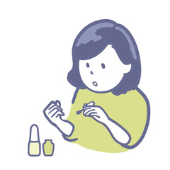 ネイルケアをする女性のイラスト