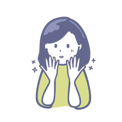 マニキュアを塗ってウキウキしている女性のイラスト