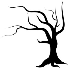 Vector illustration halloween tree silhouette isolated.