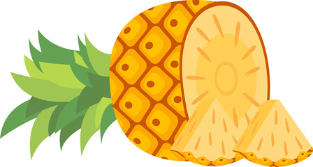 half cut and sliced pineapple