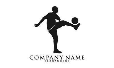 Boy playing ball illustration vector logo