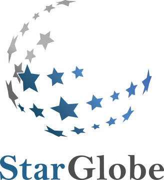 Simple minimalist elegant star globe logo vector design company startup success