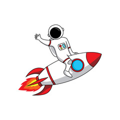 astronaut drive rocket flying to space. outer world exploration.