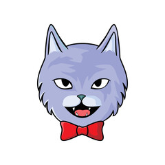 cat head logo template. cute animal mascot vector illustration. kitty character for business.