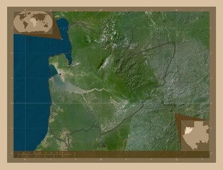 Estuaire, Gabon. Low-res satellite. Major cities