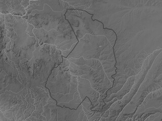 Naklejka premium Haut-Ogooue, Gabon. Grayscale. No legend