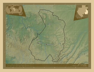 Haut-Ogooue, Gabon. Physical. Labelled points of cities