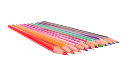 Color pencils set isolated on transparent background