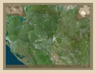 Ngounie, Gabon. High-res satellite. Labelled points of cities