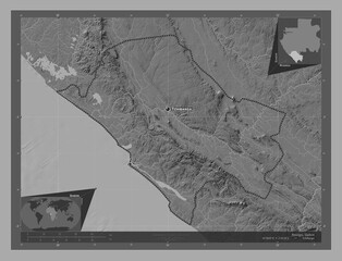 Nyanga, Gabon. Bilevel. Labelled points of cities