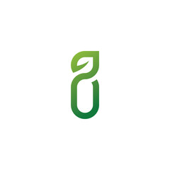Letter i leaf logo, letter i environment logo