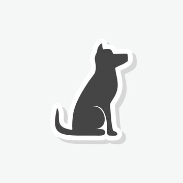 Sitting dog sticker icon isolated on white background