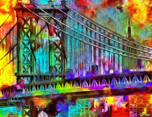 Colorful Brooklyn bridge