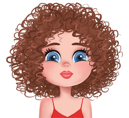 Cute Girl Illustration. Cartoon Avatar Portrait. Child Face Avatar. Smiling Little Girl. Kid Character.