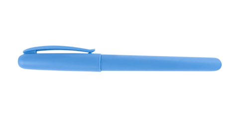 Blue pen with cap isolated on transparent background