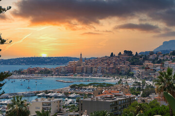 sunset over the city