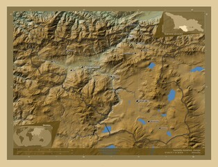 Fototapeta premium Samtskhe-Javakheti, Georgia. Physical. Labelled points of cities