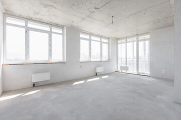 interior of the apartment without decoration in gray colors
