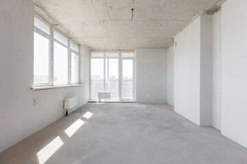 interior of the apartment without decoration in gray colors