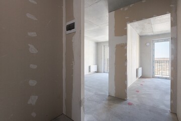 interior of the apartment without decoration in gray colors