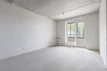 interior of the apartment without decoration in gray colors