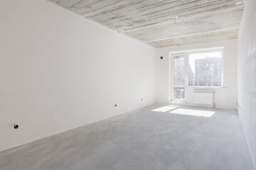 interior of the apartment without decoration in gray colors